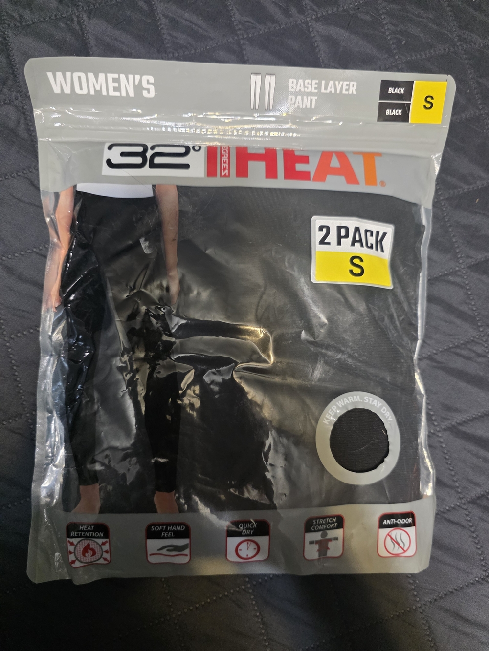 32 Degrees Heat Women’s Black Base Layer Pants 2-Pack